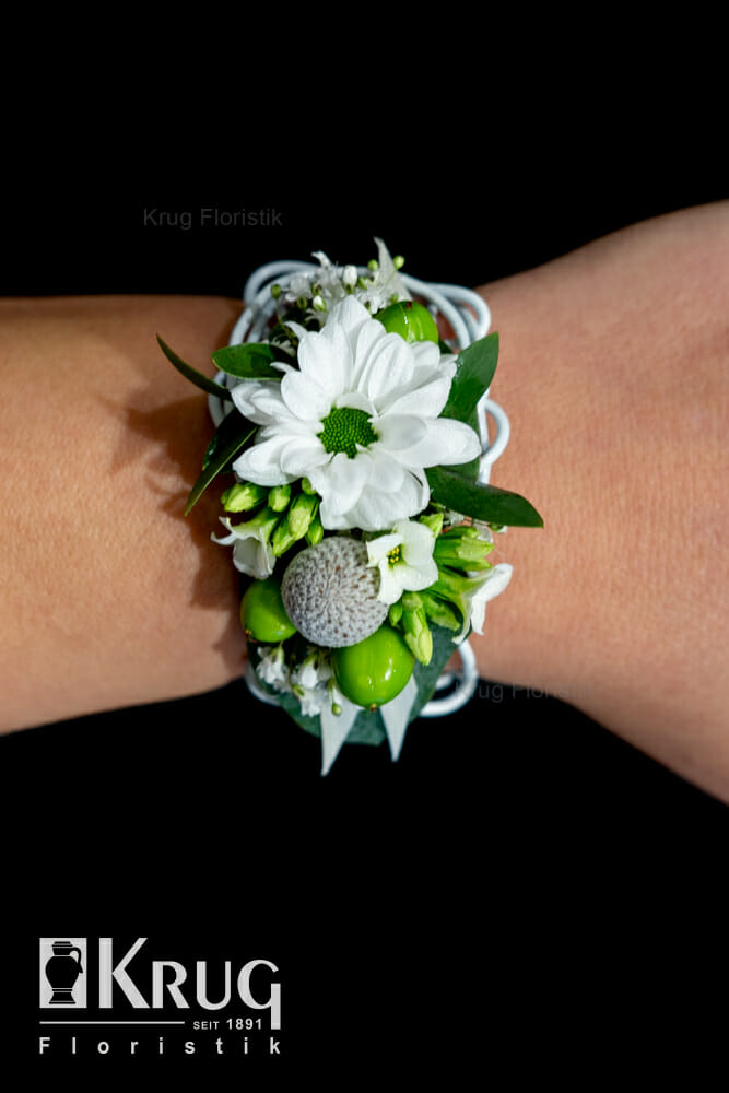 Armband zur Hochzeit in grün-weiß