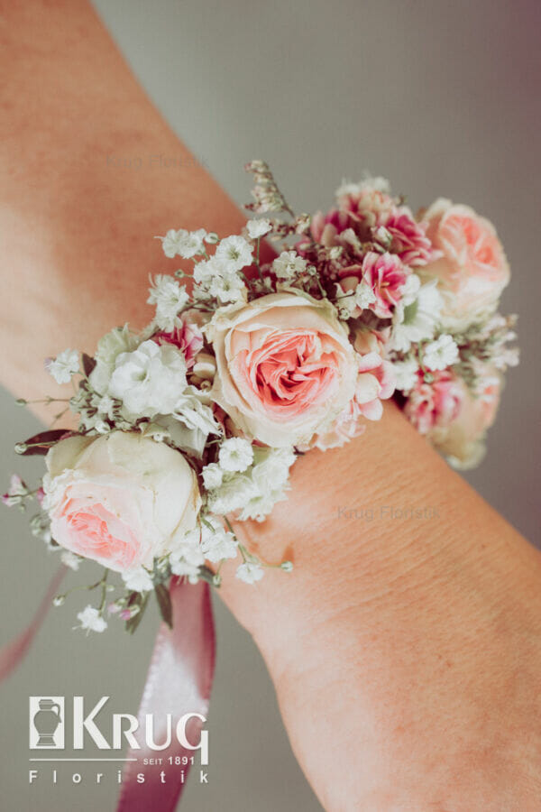 Vintage Blüten-Armband in rosa zur Hochzeit