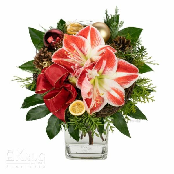 Blumenstrauß mit Amaryllis rot-weiß