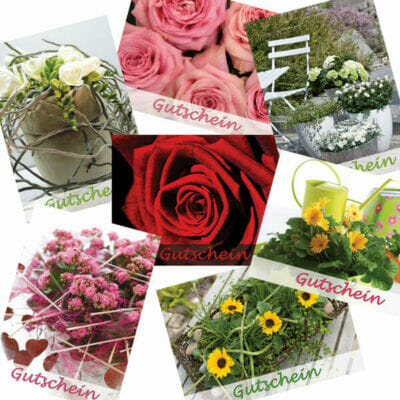 Gutscheine mit verschiedenen Blumen-Motiven