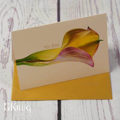 Grußkarte "Für Dich" mit gelb-rosa Calla