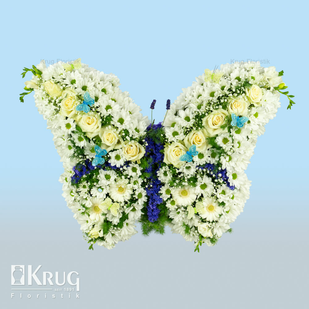 Trauergesteck in Form eines Schmetterlings